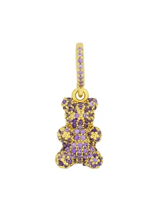Fashionbox Anhänger Messing vergoldet Teddy mit Glassteinen lila