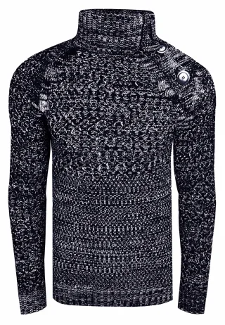 Side Button-Placket Grobstrick Rollkragen-Pullover