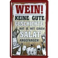 WOGEKA ART Metallbild Wein! - 20 x 30 cm Retro Blechschild, Blech1556, Metallschild Wanddeko Schild Wandbild Türschild Alkohol