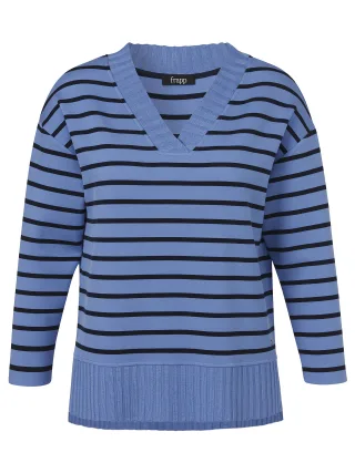 Frapp - Sweatshirt V-Ausschnitt 1/1 Arm Druck blue/navy - Gr. - 48
