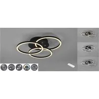 Reality Leuchten LED Deckenleuchte Circle, Memoryfunktion, Nachtlichtfunktion, LED fest integriert, warmweiß - kaltweiß, Deckenlampe schwarz matt mit schwenkbaren Ringen / inkl. Fernbedienung