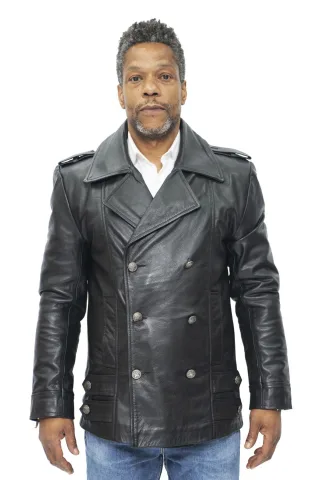 Herren-Peacoat-Leiden aus Rindsleder