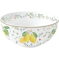 EasyLife Servierschale Fleurs et Citrons, Porzellan, Spülmaschinengeeignet, Mehrfarbig, Zitronen, H: 10cm