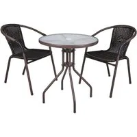 VCM Garten-Essgruppe 3-tlg. Bistroset Balkon Stuhl Tisch Set Braun, (Set, 3-tlg., 1x Tisch 2x Stuhl)