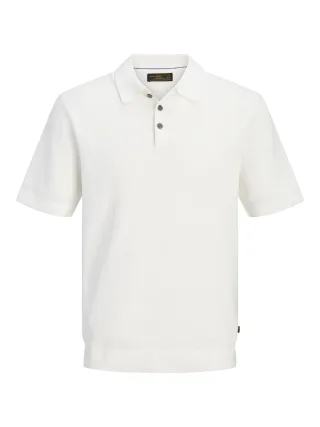 JACK&JONES - JPRBLURILEY KNIT POLO SS SN Cloud Dancer - Gr. - M