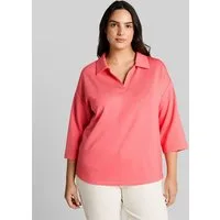TOM TAILOR PLUS 3/4-Arm-Shirt T-Shirt Plus Size - Loose Fit Scuba Langarmshirt mit Polokragen