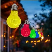 Spetebo LED-Lichterkette Solar mit 10 bunten LED Glühbirnen, 10-flammig, 450 cm lang - Garten Dekobeleuchtung mit farbigen Lampen