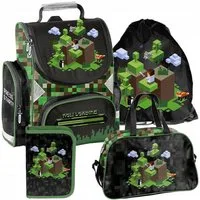 PASO Schulrucksack (Schulset, 4-tlg), Pixels, 4-tlg. Set, Schwarz