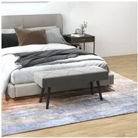 HOMCOM Polsterbank Sitzbank mit X-Muster, in Samtoptik, bis 120 kg Belastbar (Flurbank, 1-St., Bettbank), für Schlafzimmer, 100 x 36 x 45 cm, Grau