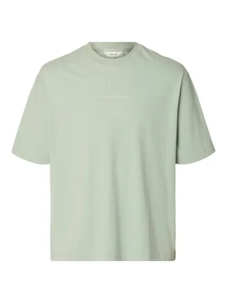 Selected - T-Shirt - Slhrelaxnorman grün/blau - Gr. - S