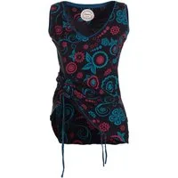 Vishes Shirttop Tanktop Damen Blumenprint V-Ausschnitt verstellbar Baumwolle Alternative Mode, Boho, Hippie, Ethno, Festival
