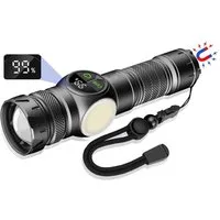 TUWENA LED Taschenlampe Taschenlampe LED Aufladba mit 5000mAh Akku, LCD Leistungsanzeige