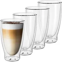GENTOR Gläser-Set GENTOR Glas Set Doppelwandige Gläser 2er Set Wasserglas Saftglas Krist, 2-teilige Latte Macciatto Doppelwand 400ml