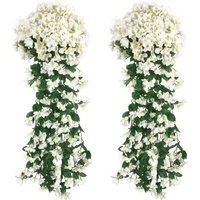 Kunstpflanze 2 Stück Künstlich Hängende Blumen, Blauregen Efeublumen Glyzinien, TUWENA, Kunstblumen Veilchen Hgende Blumen für Außen Innen Hochzeit Terrasse