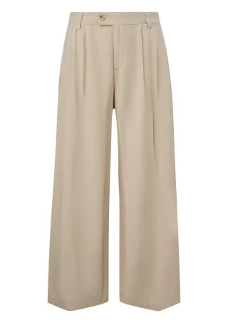 Q/S designed by - Marlenehose mit weitem Bein beige - Gr. - 32