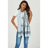 FS Collection Modeschal Damen Schal leicht & weich – Muster, Blumen, Blätter, Punkte, 100% Polyester – leicht, weich, formstabil