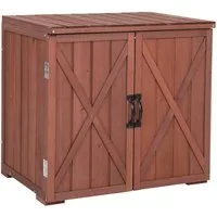 COSTWAY Garten-Geräteschrank, (1 St), mit Doppeltüren & Griffen, 77 x 56 x 72 cm, Tannenholz
