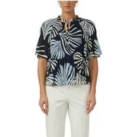 s.Oliver BLACK LABEL Plisseebluse mit Plissee, bedruckte Optik, pflegeleicht, hüftlange Passform