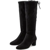 LASCANA Schlupfboots, Slouchy Boots, Slip-On, Schlupfstiefel aus stretchigem Material mit Blockabsatz in elegantem Design
