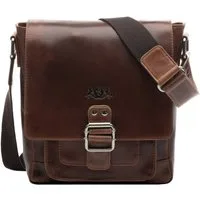 SID & VAIN Umhängetasche echt Leder Schultertasche groß braun, Messenger Bag echt Leder Damen Herren, Umhängetasche, braun-cognac