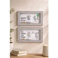 MF Wanddekoobjekt Steinbild Lots of Love 2er Set Geburtstagsdeko Wandbild mit Spruch (2 St)