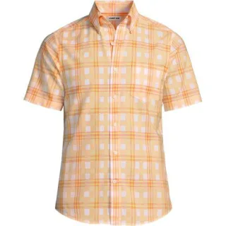 Madras-Kurzarmhemd für Herren, Classic Fit, Herren, size: regular, Rot, Baumwolle, by Lands' End