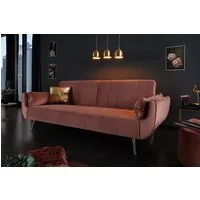 riess-ambiente Schlafsofa DIVANI 220cm altrosa/gold - Samt, Pappelholz, inkl. Kissen, Retro, Einzelartikel 1 Teile, 3-Sitzer mit Bettfunktion - ideal für Wohn- und Schlafzimmer oder Loft