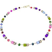 traumschmuck Collier 601a Halskette Collier Walzen multicolor bunt Strass (Geschenk, Muttertag, Weihnachten, Geburtstag, Valentinstag, incl. Schmuckbox), handgefertigt, Made in Germany