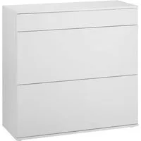 borchardt Möbel Schuhschrank Torben, Schuhregal mit 4 Fächern für ca. 16 Paar Schuhe, Breite 89 cm Push-to-open-Funktion, Schubkasten, 2 Klappen, 2 verstellbare Böden