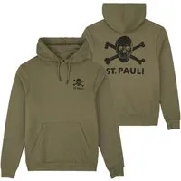 FC St. Pauli Kapuzenpullover FC St. Pauli - Kapuzenpullover Black-Olive Totenkopf - oliv