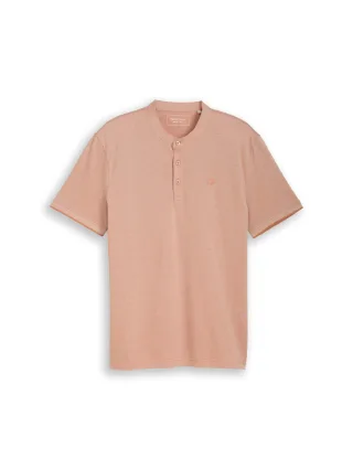 Denim Tom Tailor - Piqué Poloshirt mit Stehkragen orange grey two tone pique - Gr. - M