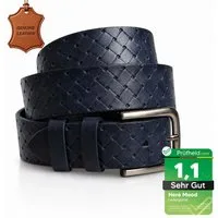 herémood Ledergürtel Gürtel Herren 4cm breit Ledergürtel Jeans Premium Geschenke für Männer (100 % Echtleder Gürtel handgefertigt, hochwertig verarbeitet, kürzbar, 1-St., Blau 125 cm – 4 cm breit – echtes, robustes Büffelleder, langlebig) Ledergürtel
