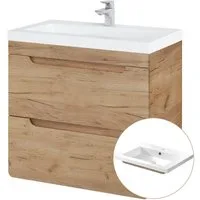 Lomadox Waschtisch LUTON-56-CRAFT, 61 cm mit Keramikbecken Wotan Eiche Nb., B/H/T ca. 61/63/46 cm