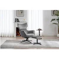 riess-ambiente Fußhocker VOGUE 45cm grau / schwarz - Samt, drehbar, Metallbeine, Modern (Einzelartikel, 1 St), Fußhocker im Industrial Design - ideal für Wohn- und Arbeitsbereiche