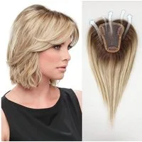 LuxusKollektion Toupet Haar Topper Damen Remy Haar Schweizer Spitze Honig Braun005