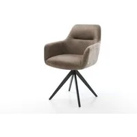 DELIFE Polsterstuhl Pejo-Flex, Kreuzgestell kantig Schwarz Mikrofaser Taupe Vintage Taschenfederkern