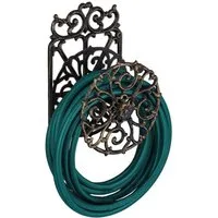 relaxdays Schlauchhalterung Drehbarer Schlauchhalter aus Gusseisen, (Bronze)