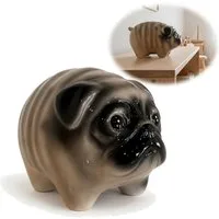 LS-LebenStil Spardose Keramik Hunde Spardose Mops 13cm Sparbüchse Sparschwein abschließbar, (das ideale Geschenk für Hunde Fans, 1-tlg)