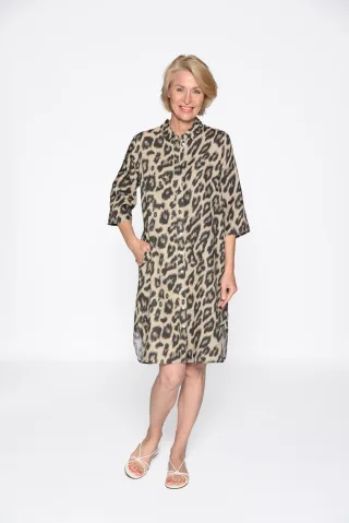 CLARINA - Kleid, 3/4 Arm, Alloverdruck natur combo - Gr. - 44