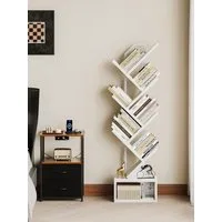 ODK Bücherregal in baumförmiger Optik, 6 offene Regale in Schwarz/Weiß, 1-tlg., Ideal für Wohnzimmer & Schlafzimmer