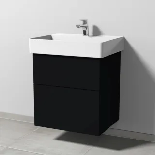 Sanipa 3way Waschtischunterbau zu Duravit Dura Square Waschtisch mit 2 Auszügen, Schwarz-Matt SF42608