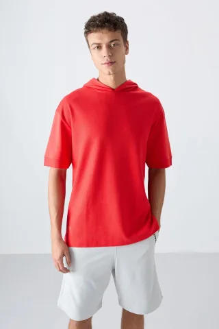 Übergroßes Kapuzen-T-Shirt mit kurzen Ärmeln