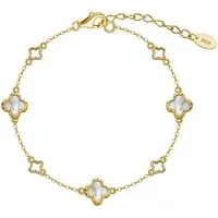 Suzan Gold Silberarmband 925 Silber vergoldet Luckra Perlmutt-Kleeblätter