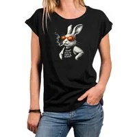 MAKAYA T-Shirt Kurzarm-Top für Damen mit Band-Motiv, Top mit Spruch (Schwarz, Blau, Dunkelgrau, 34, 36, 38, 40, 42, 44, 46, 48, 50) Baumwolle