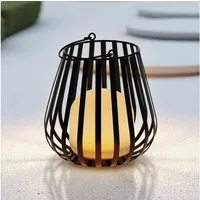 Spetebo LED Laterne Metall mit LED Leuchte für Außen und Innen 23 x 20 cm, Batterie betrieben, LED fest integriert, warm weiß, mit entnehmbarer LED Leuchte
