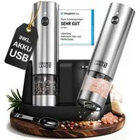 Lebenlang Salz-/Pfeffermühle Salz und Pfeffermühle Elektrisch -, Integrierte LED-Beleuchtung, Wiederaufladbar & Viel Zubehör