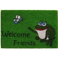 matches21 HOME & HOBBY Fußmatte Kokosmatte Welcome Spruch Frosch als aussen Sauberlaufmatte, rechteckig, Höhe: 15 mm, Rutschfeste Kokos-Türmatte als Outdoor Schmutzfangmatte 40x60 cm