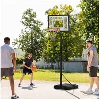 HOMCOM Basketballständer mit Rädern höhenverstellbar Basketballkorb Stahl Kunststoff Schwarz (Set, 1-St., mit Ständer geeignet für den Außen- und Innenbereich), 90B x 60T x 210-260H cm