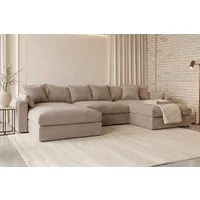 OTTO home Wohnlandschaft Cosy Lounge U-Form, Breite 385 cm, Mega-Sofa mit Cordstoff bezogen, mit Federkern & 5 Zierkissen