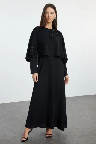 Langes, gerades, elegantes und figurbetontes Hijab-Abendkleid für Damen